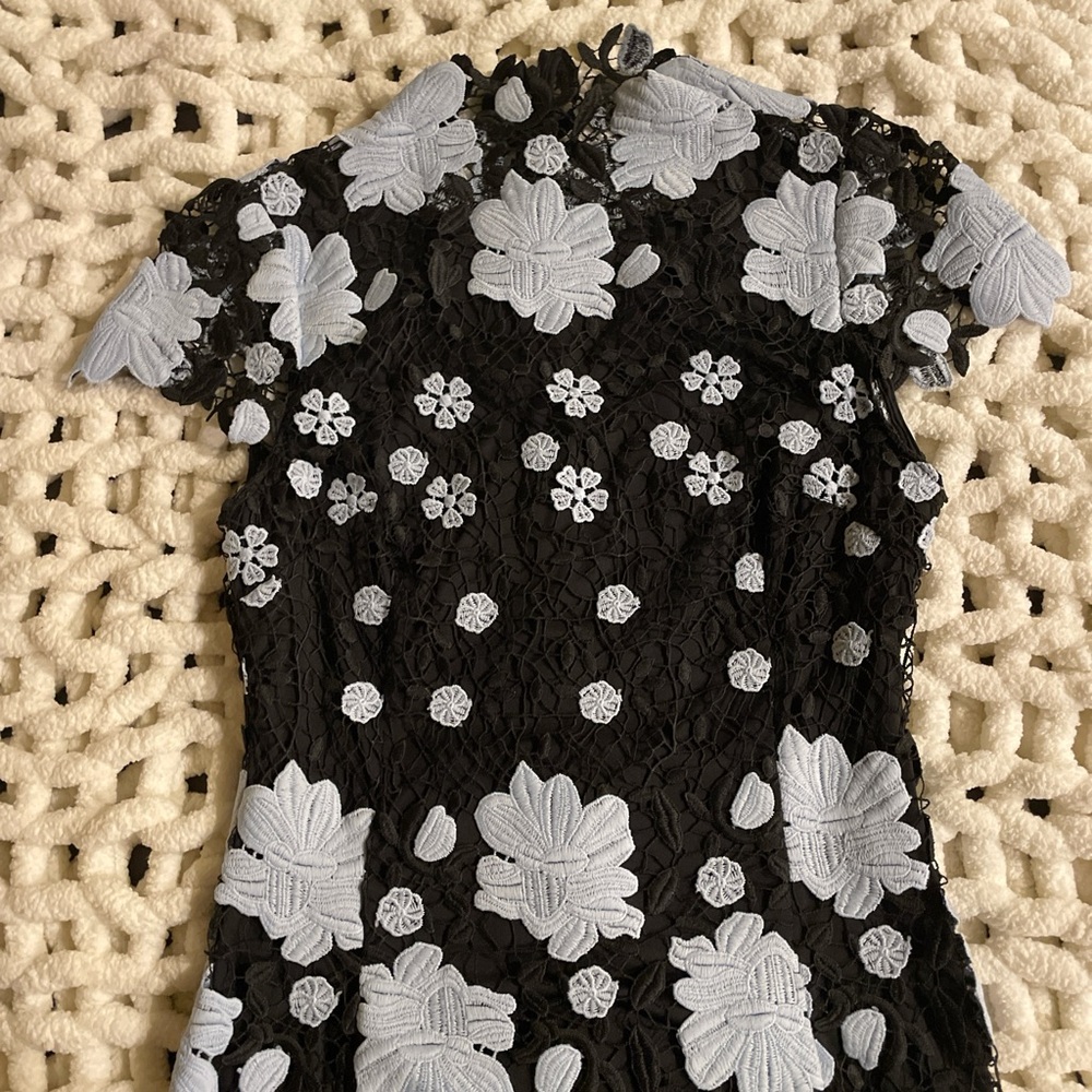 Black Lace Dress with florals and open back